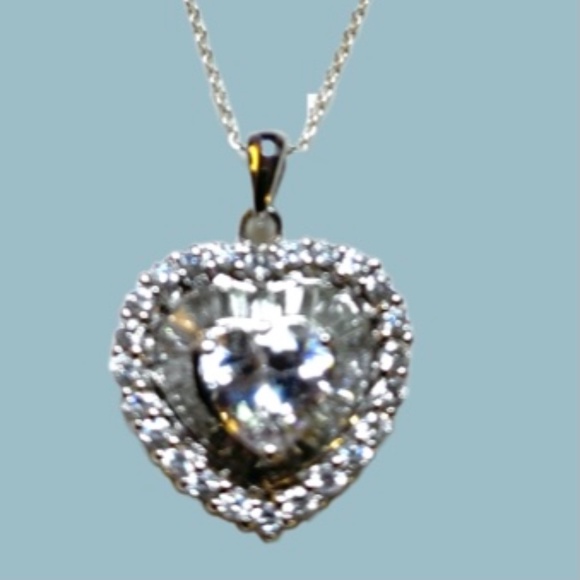 Sterling Silver Heart Shaped Multi Stone Necklace - Picture 5 of 6